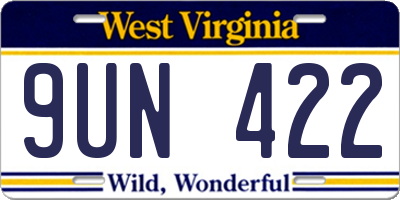 WV license plate 9UN422