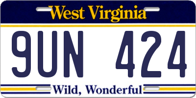 WV license plate 9UN424