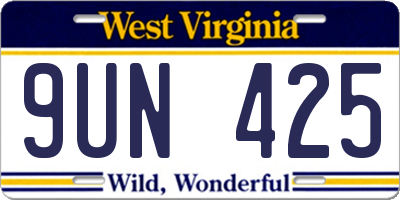 WV license plate 9UN425