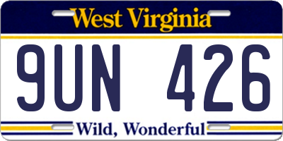 WV license plate 9UN426