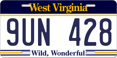 WV license plate 9UN428