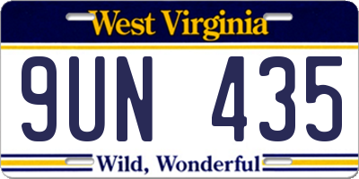 WV license plate 9UN435
