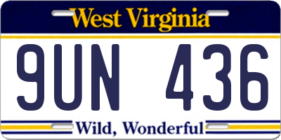 WV license plate 9UN436