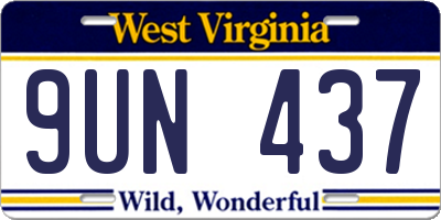 WV license plate 9UN437