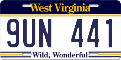 WV license plate 9UN441