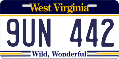 WV license plate 9UN442