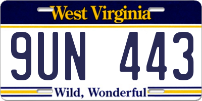 WV license plate 9UN443