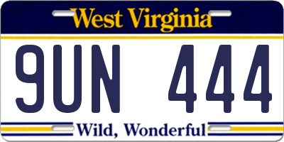 WV license plate 9UN444