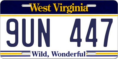 WV license plate 9UN447