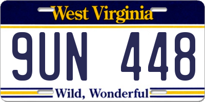 WV license plate 9UN448