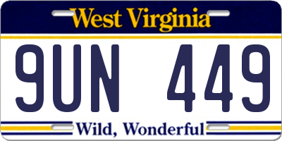 WV license plate 9UN449