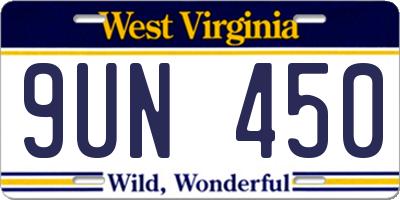 WV license plate 9UN450