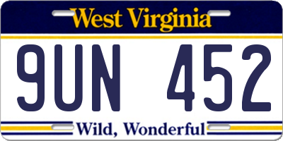WV license plate 9UN452