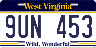 WV license plate 9UN453