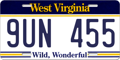 WV license plate 9UN455
