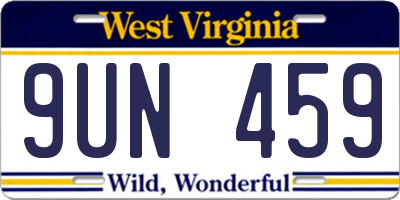 WV license plate 9UN459