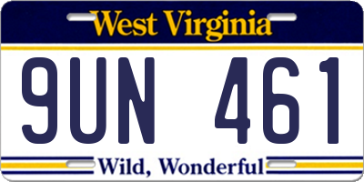 WV license plate 9UN461