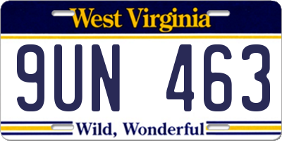 WV license plate 9UN463