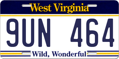 WV license plate 9UN464