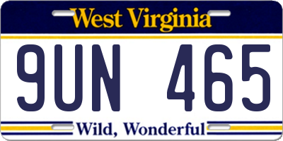 WV license plate 9UN465