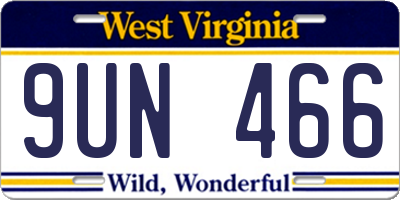 WV license plate 9UN466