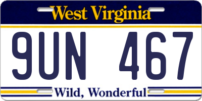 WV license plate 9UN467