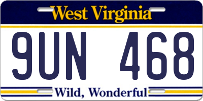 WV license plate 9UN468