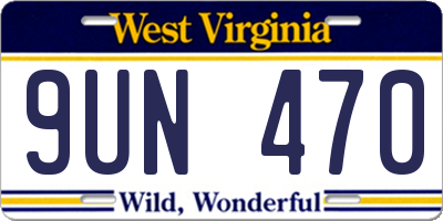 WV license plate 9UN470