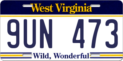 WV license plate 9UN473