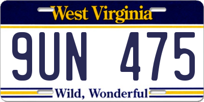 WV license plate 9UN475