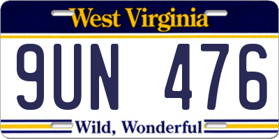 WV license plate 9UN476