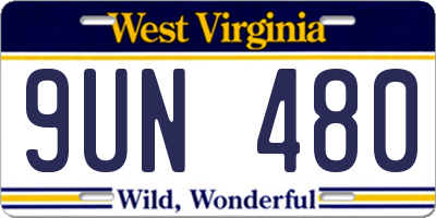 WV license plate 9UN480