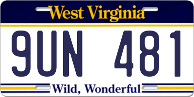 WV license plate 9UN481