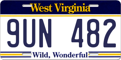 WV license plate 9UN482