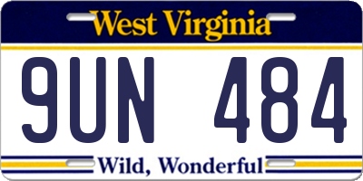WV license plate 9UN484