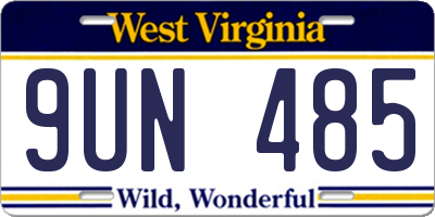 WV license plate 9UN485