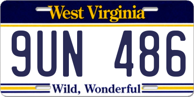 WV license plate 9UN486