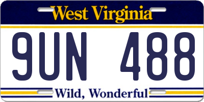 WV license plate 9UN488