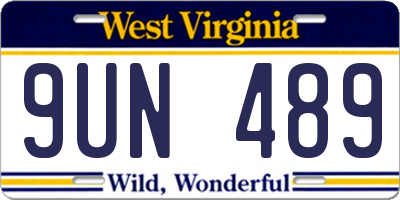 WV license plate 9UN489