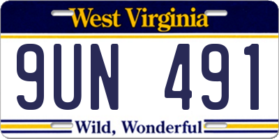 WV license plate 9UN491