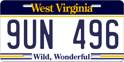 WV license plate 9UN496
