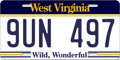 WV license plate 9UN497