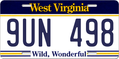 WV license plate 9UN498