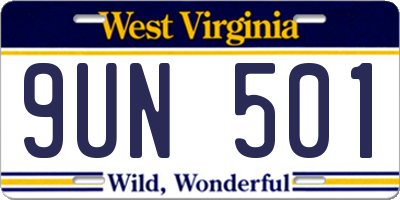 WV license plate 9UN501