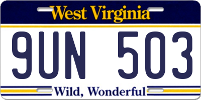 WV license plate 9UN503