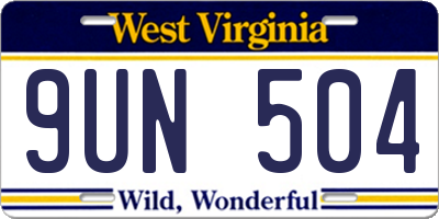 WV license plate 9UN504