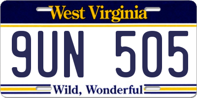 WV license plate 9UN505