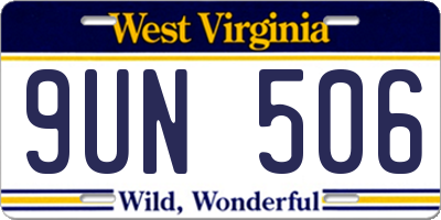 WV license plate 9UN506