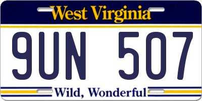 WV license plate 9UN507