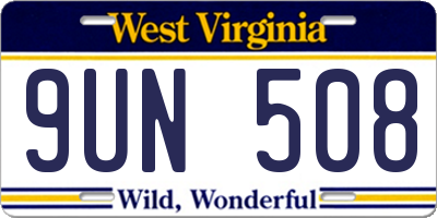 WV license plate 9UN508